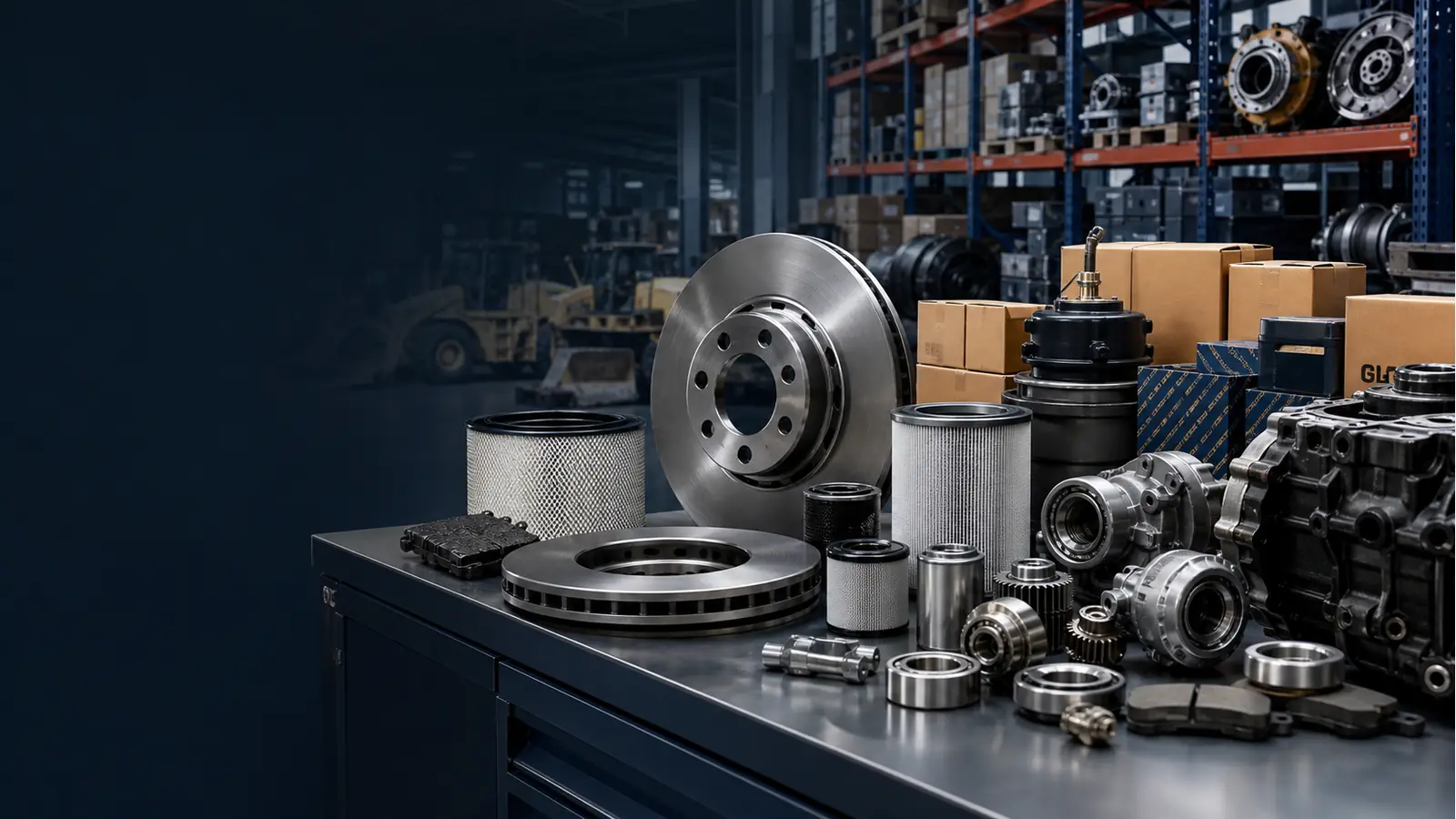 Truck and trailer parts warehouse and inspection workbench